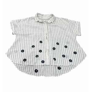 Madewell Womens Hilltop Shirt Floral Embroidery Coastal Minimalist White‎ XXS